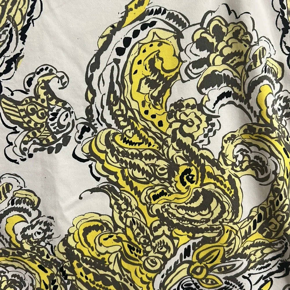 Ann Taylor White & Yellow Print Madison Skirt, Size 8P